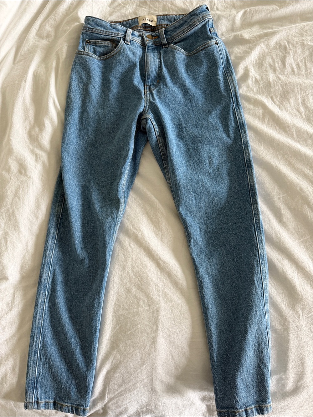 Sezane High-Rise Slim Straight Women Jeans in Light Blue - Denim